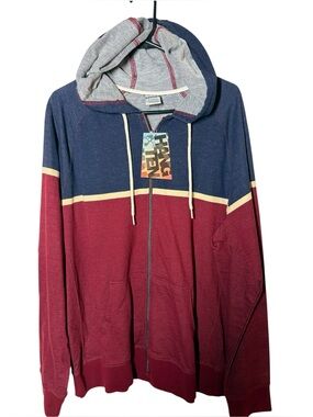 {NWT} Hang Ten Men's Colorblock Zip Hoodie - Navy & Red XL